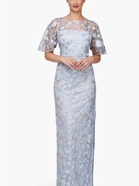JS Collections Brooke Light Blue Floral Lace Evening Gown Sz 4